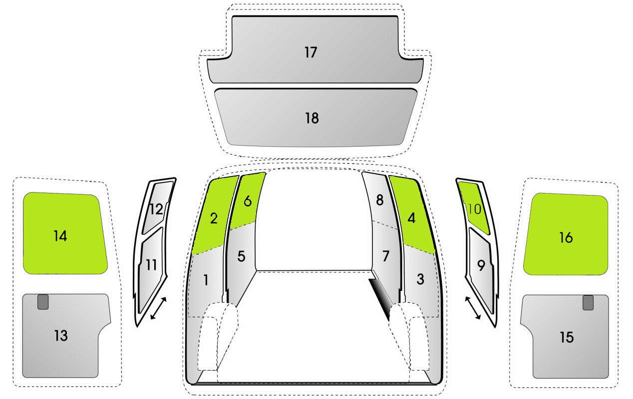 Seitenverkleidung Sowaflex Citroen Berlingo L2 Normaldach - 2+4+6+10+14+16