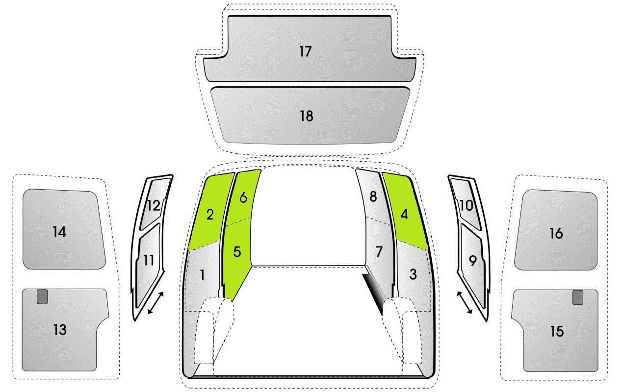 Seitenverkleidung SowaFlex VW ID-Buzz Cargo ab 2022 Radstand 2.989 mm Schiebetüre rechts 2+4-6